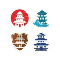 uppsättning av pagod samling av japan tempel logotyp vektor illustration design, element grafisk design mall