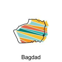 Karta av bagdad illustration design mall, Karta flagga republik Land av irak vektor