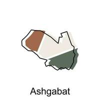 ashgabat Karte auf Weiß Hintergrund Illustration Design Vorlage, Karte International Vektor Vorlage mit Gliederung Grafik skizzieren Stil, geeignet zum Ihre Unternehmen