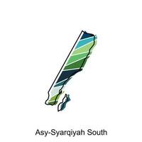 Karta av asy syarqiyah söder illustration översikt Karta av oman vektor design mall. redigerbar stroke