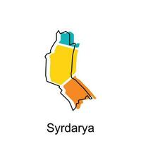 Syrdarya Karte Vektor Illustration Design Vorlage, Usbekistan Karte, schwarz und Weiß detailliert Gliederung Regionen von das Land. Vektor Illustration
