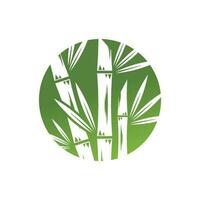 bambu med gröna blad logotyp illustration vektor mall