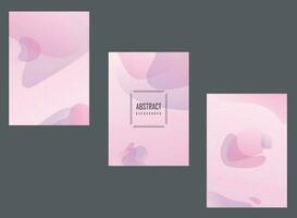 einstellen von drei abstrakt Flüssigkeit Rosa und lila Farbe Hintergrund, modern Vektor Design zum Geschäft, Broschüre Vorlage, zeitgenössisch Planer