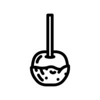 Karamell Apfel Essen Snack Linie Symbol Vektor Illustration
