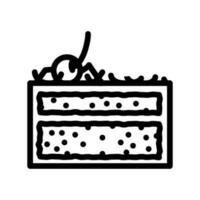 schwarz Wald Kuchen Scheibe Essen Snack Linie Symbol Vektor Illustration