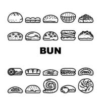 bulle bröd burger hamburgare ikoner uppsättning vektor