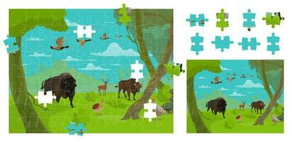Karikatur Wald Tiere und Vögel Puzzle Puzzle vektor