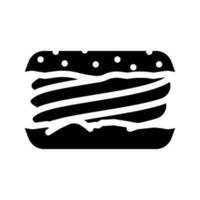Mandel Brötchen Essen Mahlzeit Glyphe Symbol Vektor Illustration
