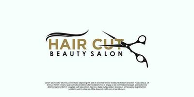 skönhet salong hår skära logotyp design kreativ begrepp vektor