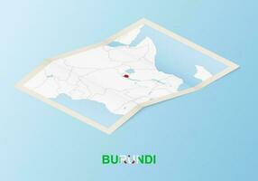 gefaltet Papier Karte von Burundi mit benachbart Länder im isometrisch Stil. vektor