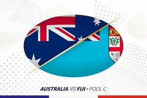 rugby match mellan Australien och fiji, begrepp för rugby turnering. vektor