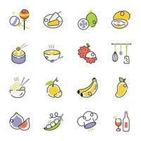 Pack von organisch Diät skizzenhaft Symbole vektor