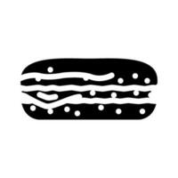 Schinken Brötchen Essen Mahlzeit Glyphe Symbol Vektor Illustration