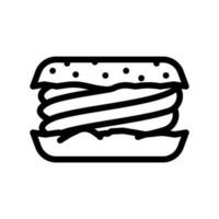 Mandel Brötchen Essen Mahlzeit Linie Symbol Vektor Illustration