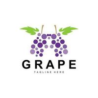 Traube Logo, Garten Vektor, frisch lila Frucht, Wein Marke Design, einfach Illustration Vorlage vektor