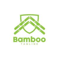 bambu logotyp, panda mat grön växt vektor, enkel minimalistisk design, illustration element mall vektor