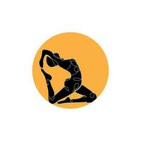 Pilates Sitzhaltung Logo Symbol Symbol eine beruhigende Yoga-Übung, die den ganzen Körper bewegt vektor