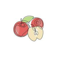 Apfel Logo. Vektor Bauernhof frisch Süss rot Frucht, Design mit einfach Linien, Illustration Symbol