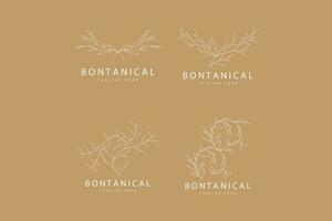 botanisch Logo, Natur Pflanze Design, Blume Pflanze Symbol Vektor mit Linie Modell-