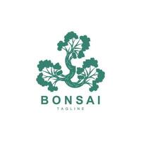 bonsai träd logotyp. enkel minimalistisk silhuett design, växt vektor, ikon illustration element vektor