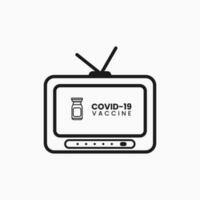 Coronavirus Impfstoff aktualisieren auf Fernsehen Bildschirm im Symbol Design. Impfstoff aktualisieren auf Fernsehen Nachrichten vektor
