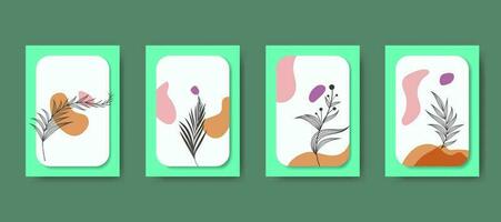 botanisch abstrakt Linie Blätter Mauer Kunst Vektor Satz. abstrakt Pflanze Kunst Design zum drucken, Abdeckung, Hintergrund, minimal und natürlich Mauer Kunst. Vektor Illustration.