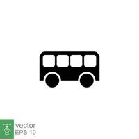 Bus Symbol. einfach solide Stil. Schule Bus, Straße Ausflug Auto, Reise Fahrzeug, Transport Konzept. schwarz Silhouette, Glyphe Symbol. Vektor Illustration isoliert auf Weiß Hintergrund. eps 10.