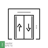 hiss ikon. enkel översikt stil. hiss, hotell service, hall, golv, korridor, ingång, lobby begrepp. tunn linje symbol. vektor illustration isolerat på vit bakgrund. eps 10.