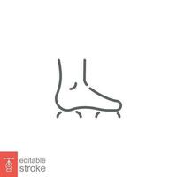 massage platt fötter ikon. enkel översikt stil. mänsklig fot, ben, sida se, vrist, ortopedisk, hälsa begrepp. tunn linje symbol. vektor illustration isolerat på vit bakgrund. redigerbar stroke eps 10.