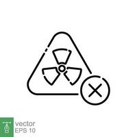 Nein Strahlung Symbol. einfach Gliederung Stil. Uran Strahlung Zeichen, Wissenschaft Sicherheit Etikett, Fabrik Abzeichen Konzept. dünn Linie Symbol. Vektor Illustration isoliert auf Weiß Hintergrund. eps 10.