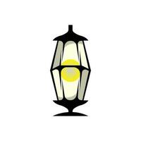 gata lampa logotyp, lykta lampa vektor, belysning klassisk retro design, silhuett ikon premie mall vektor