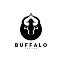 buffel logotyp, boskap bruka djur- vektor, buffel huvud design enkel mall silhuett vektor