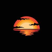 solnedgång logotyp, Sol vektor, strand naturlig landskap, minimalistisk design varumärke illustration vektor