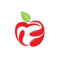 äpple logotyp. vektor bruka färsk ljuv röd frukt, design med enkel rader, illustration symbol