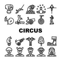 Zirkus Karneval Jahrgang Show Symbole einstellen Vektor