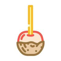 Karamell Apfel Essen Snack Farbe Symbol Vektor Illustration