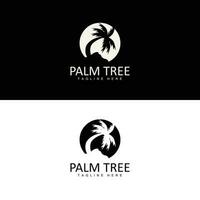 Kokosnuss Baum Logo, Palme Baum Sonnenuntergang Strand Vektor, elegant minimalistisch einfach Design, Symbol Vorlage Symbol vektor