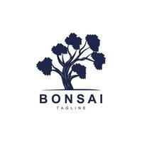 bonsai träd logotyp. enkel minimalistisk silhuett design, växt vektor, ikon illustration element vektor