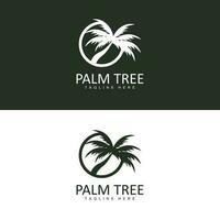 Kokosnuss Baum Logo, Palme Baum Sonnenuntergang Strand Vektor, elegant minimalistisch einfach Design, Symbol Vorlage Symbol vektor