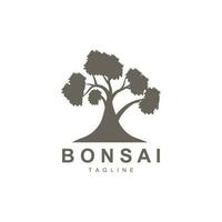 bonsai träd logotyp. enkel minimalistisk silhuett design, växt vektor, ikon illustration element vektor