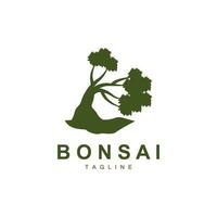 bonsai träd logotyp. enkel minimalistisk silhuett design, växt vektor, ikon illustration element vektor
