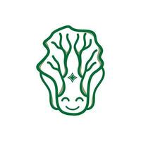 Kimchi-Logo-Design, traditioneller koreanischer Lebensmittelvektor, kohlgrüne Gemüse-Logo-Illustration, Firmenmarken-Symbol vektor