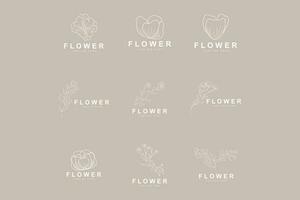 Blumen- Logo, Blätter und Blumen botanisch Garten Vektor, Blumen- Design von Leben vektor