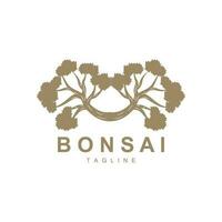 bonsai träd logotyp. enkel minimalistisk silhuett design, växt vektor, ikon illustration element vektor