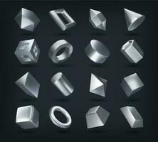 realistisch 3d Silber Mathematik geometrisch Formen einstellen vektor