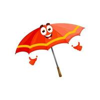 tecknad serie röd paraply karaktär, söt parasoll vektor