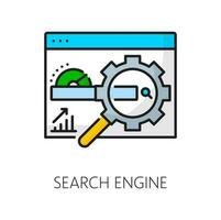 Suche Motor, sem Marketing und Netz Inhalt Symbol vektor