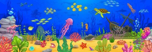 under vattnet landskap, tecknad serie vektor bakgrund