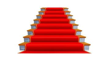 slott trappa, trä- trappsteg med röd matta vektor