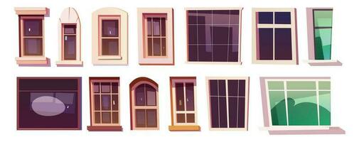 Vektor Haus Glas Fenster isoliert Karikatur einstellen